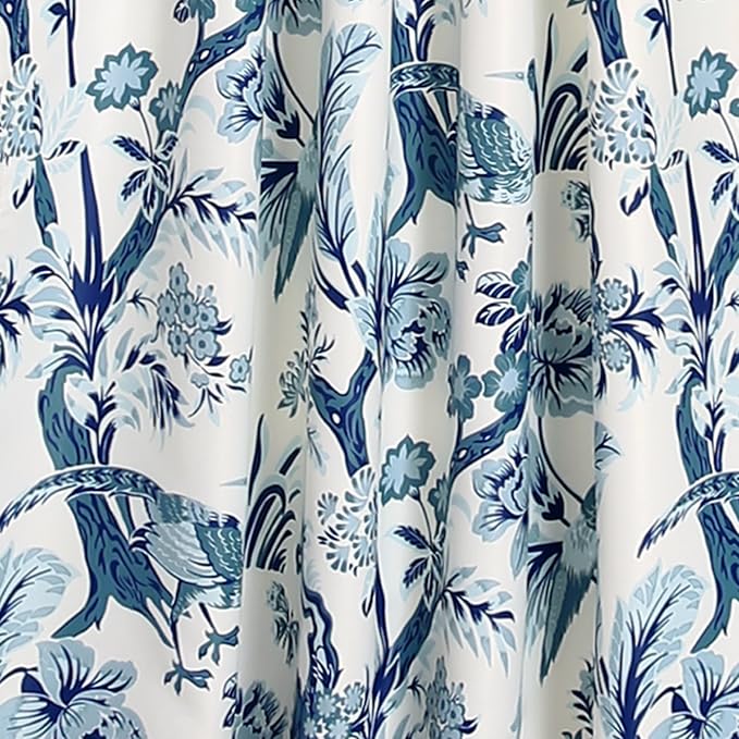 Lush Decor Dolores Light Filtering Window Panels, Pair, 52" W x 95" L, Blue - Floral Curtains for Bedroom - Vintage Curtains - Coquette Room Decor