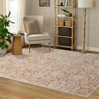 RUGGABLE x Morris & Co Washable Area Rug – Mallow Rust Red 6x9, Stain-Resistant, Non-Slip – Medium Machine Washable Rugs for Living Room, Bedroom, Hallway, Entryway & Office–with Cushioned Pad