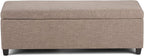 SIMPLIHOME Avalon 48 inch Wide Contemporary Rectangle Storage Ottoman Bench in Fawn Brown Linen Look Fabric, Assembled, for the Living Room, Entryway and Family Room
