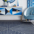 RUGGABLE x Jonathan Adler Machine Washable Modern Area Rug – Inkdrop Lapis Blue 5x7, Stain-Resistant, Non-Slip – Medium Rugs for Living Room, Bedroom, Hallway, Entryway & Office–with Standard Pad