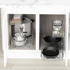 SIMPLE HOUSEWARE 2-Tier (L+M) Organizer Pull Out Under Cabinet Sliding Shelf, Chrome