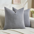FUTEI Dark Grey Decorative Throw Pillow Covers 20x20 Inch Set of 2,Soft Cozy Wheat Ear Striped Patterns Cushion Cases,Modern Home Decor for Couch Bed Living Room