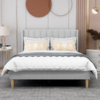 AGARTT Upholstered Platform Bed Frame Full Size with Headboard and Footboard/Wooden Slats Support/No Box Spring Needed/Easy Assembly,Light Grey Linen