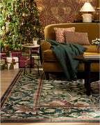 RUGGABLE x Morris & Co Machine Washable Area Rug – Lodden Soft Evergreen & Gold 2x3, Stain-Resistant, Non-Slip – Small Rugs for Living Room, Bedroom, Hallway, Entryway & Bathroom–with Cushioned Pad