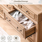 Dresser for Bedroom with 7 Drawers, 55" Wide Dresser for Storage and Organization, Farmhouse Chest of Drawers for Living Room, Closet, Hallway, Natural
