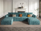 EASE MOOSE Boneless Modular Cloud Couch, Oversized U-Shaped Sectional Sofa for Living Room with Ottoman, Extra Large Movable Couches, 6-Deep-Seat Sofas for Bedroom, Apartment, Chenille (Blue)