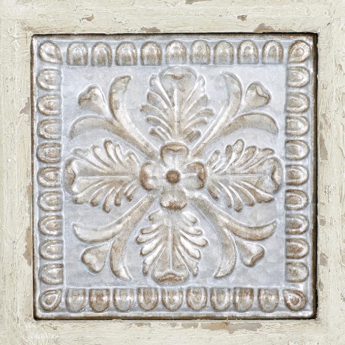 Deco 79 Metal Scroll Home Wall Decor Wall Sculpture with Embossed Details, Wall Art 31" x 2" x 31", White