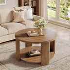 Tribesigns 2-Tier Round Coffee Table for Living Room, 31.5-Inch Mid-Century Modern Circle Accent Center Table with Thick Tabletop, Farmhouse Low Cocktail Tea Furniture, Easy Assembly (Rustic Brown)
