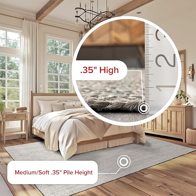 nuLOOM 5x8 Rigo Jute Hand Woven Area Rug, Grey, Solid Farmhouse Design, Natural Fiber, For Bedroom, Living Room, Dining Room, Hallway, Office, Kitchen, Entryway