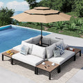 PHI VILLA 8 Pieces Outdoor Patio Furniture Set,Metal Frame Modern Outdoor Sectional Sofa Set,8 Seats with Umbrella Patio Conversation Sets,for Poolside and Backyard,Light Grey