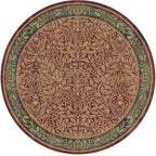 RUGGABLE x Morris & Co Machine Washable Christmas Area Rug – Acorn Amber Red 6 ft Round, Stain-Resistant, Non-Slip – Medium Rugs for Living Room, Bedroom, Hallway, Entryway & Office–with Standard Pad