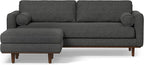 SIMPLIHOME Morrison Mid-Century Modern 89 inch Wide Sofa with Ottoman Set in Charcoal Grey Tightly Woven Performance Fabric for the Living Room and Family Room