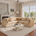 130'' Modern Modular Sectional Sofa,5 Seats Cloud Comfort Corduroy Fluffy Couch,L Shaped Convertible Sofa Couch for Living Room,Beige