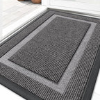 OLANLY Front Door Mat Indoor Outdoor Entrance, Waterproof All-Season, All-Weather Doormat, Sturdy Natural Rubber, Fade Resistant, Low Profile, Easy Clean Patio Porch Entryway Mat, 35x23, Dark Grey