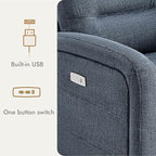 Watson & Whitely Swivel Power Recliner Glider Rocker, Small Recliner with Charging Port for Living Room, Fabric in Blue