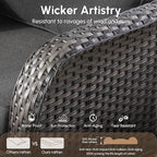 4 Pieces Wicker Patio Furniture - All-Weather PE Wicker Outdoor Conversation Bistro Set Loveseat Chairs with Table,Outdoor Rattan Sofa Chair High Back Deep Seating,Black