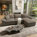 HERA'S HOUSE 124" Modular Sectional Sofa, Oversized L Shaped Couches for Living Room, Comfy Cloud Couch with Ottoman, 4-Seater Deep Seat Sofa with Throw Pillow, Chenille Ash