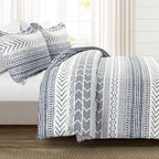 Lush Decor Hygge Geo Reversible 3 Piece Cotton Duvet Set, King, Navy & White