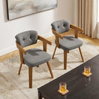 Art Leon Mid Century Modern Dining Chairs - Set of 2 Comfy Fabric Upholstered Dining Chairs, Home Office Chair No Wheels, Accent Arm Chair with Wood Legs for Kitchen Living Room Bedroom, Gray/Walnut