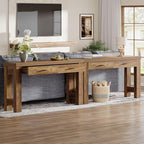 Tribesigns 63" Console Table with 2 Drawers, Farmhouse Entryway Table with H-Shaped Sturdy Legs for Hallway, Living Room, Brown