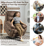 27in Extra Wide Power Lift Recliner Chair for Big Tall with Extended Footrest Heat Massage, Oversized Electric Lift Recliner Chairs for Adults Elderly Seniors, Arm Storage & Cup Holders