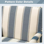 HULALA HOME Modern Accent Chairs Set of 2, Farmhouse High Back Striped Chairs with Wooden Legs & Nail Head Trim, Comfy Upholstered Armchairs for Living Room/Bedroom (Stripe Blue)