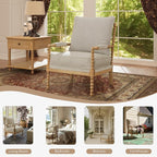 Morden Fort Linen Fabric Spindle Accent Chairs Set of 2, French Style Chairs with High Resilience Spring Cushion and Armrest Pads, Leisure Armchair for Living Room Bedroom Farmhouse Office Balcony