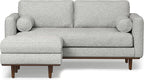 SIMPLIHOME Morrison Mid-Century Modern 72 inch Wide Sofa with Ottoman Set in Mist Grey Tightly Woven Performance Fabric for the Living Room and Family Room