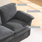 ONBRILL 86.6" Corduroy Couches for Living Room, Comfy 3 Seater Sofa with Pillow-Top Armrest & Dual-Layer Cushions, Mid Century Modern Couch for Bedroom, Apartment, Grey