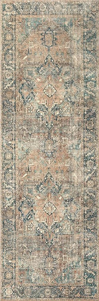 Loloi Margot Collection MAT-02 Terracotta/Lagoon 2'-3" x 3'-9" Accent Rug feat. CloudPile, No-Shed Easy Clean Large Patterned Area Rug for Living Room, Bedroom, Dining Area