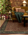 RUGGABLE x Morris & Co Machine Washable Christmas Area Rug – Acorn Amber Red 6x9, Stain-Resistant, Non-Slip – Medium Rugs for Living Room, Bedroom, Hallway, Entryway & Office–with Standard Pad