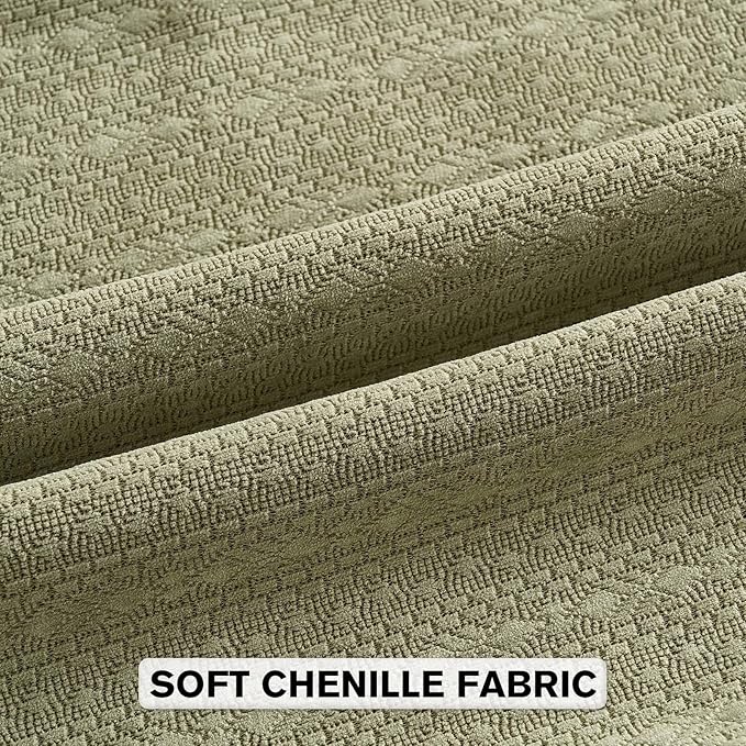 FUTEI Sage Green Chenille Throw Pillow Covers 22x22 Inch Set of 2,Soft Striped & Diamond Textured Cushion Cases,Modern Home Decor for Couch Living Room