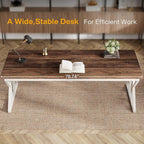 Tribesigns 78.74-Inch Large Executive Desk, Industrial Home Office Computer Desk, Simple Long Writing Study Table Business Furniture (Rustic Brown/White)