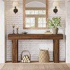 Tribesigns Console Table, 63" Farmhouse Entryway Table, Rectangular Wooden Accent Console for Entrance, Hallway & Living Room(Rustic Brown)