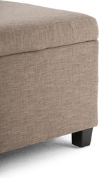 SIMPLIHOME Avalon 48 inch Wide Contemporary Rectangle Storage Ottoman Bench in Fawn Brown Linen Look Fabric, Assembled, for the Living Room, Entryway and Family Room