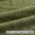 FUTEI Moss Green Velvet Throw Pillow Covers 26x26 Inch Set of 2,Soft Embossed Leaf-Relief Textured Euro Pillow Shams,Natural Home Decor for Couch Living Room