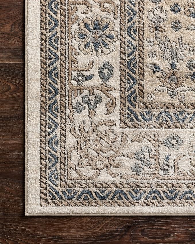 Loloi Teagan Collection TEA-02 Oatmeal/Ivory 5'-3" x 7'-6" Area Rug, Large, Soft Neutral Rug, High-Traffic for Living Room, Bedroom, Home Office, Dining Area