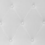 EMMA + OLIVER Twin Size Tufted Upholstered Headboard with Adjustable Metal Bed Rail Slots, Modern Fabric Upholstered Twin Headboard, White