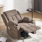 Swivel Rocker Recliner Chair for Adults with Massage and Heat, Cup Holders and Side Pockets, Glider Rocking Reclining Single Sofa Chair for Living Room (Coffee)