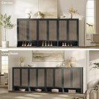 SICOTAS Rattan Shoe Storage Cabinet - Modular Shoe Cabinets with Door Tall Large Shoe Cabinet Storage for Entryway - 31.2" Wide Modular Cabinet for Hallway, Living Room