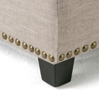 SIMPLIHOME Kingsley 48 inch Wide Transitional Rectangle Large Storage Ottoman in Natural Linen Look Fabric, Assembled, For the Living Room, Entryway and Family Room