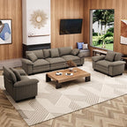 L-Shaped Cloud Modular Sofa Set, Deep Seat 3-Piece 5-Seater Sectional Couch & Removable Arms, Plush Chenille for Living Room - Smoky Gray