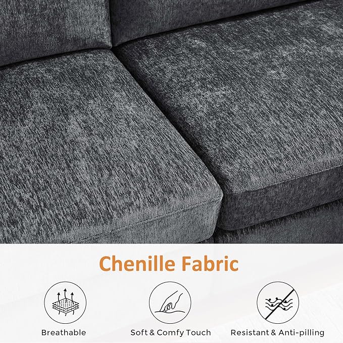 VANOMi Large Modular Sectional Sofa, Oversized Couch with Charging Station, Cloud Couch Deep Seat Sofa with Thick Cushion, Convertible Sectional Couches for Living Room Office Apartment