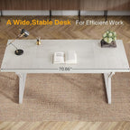Tribesigns 70.86-Inch Large Executive Desk, Industrial Home Office Computer Desk, Simple Long Writing Study Table Business Furniture (White)