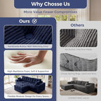 MAXYOYO 104" L Shaped Modular Sectional Sofa with Ottoman, Cloud Boneless Couch with Layered Cushion, Upholstered Sofa in a Box, Flexible Module Combination for Living Room, No Assembly, Navy
