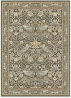 RUGGABLE x Morris & Co Machine Washable Area Rug – Strawberry Thief Stone Gold 5x7, Stain-Resistant, Non-Slip – Medium Rugs for Living Room, Bedroom, Hallway, Entryway & Office–with Cushioned Pad