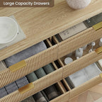 Fluted Dresser for Bedroom,49.6'' Modern Wooden Dresser with 6 Drawers, Bedroom Dressers, Natural Wood Chest of Drawers for Living Room, Hallway (Oak)