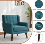 Accent Chair, Modern Fabric Armchair for Living Room, Comfy Upholstered Arm Chair Tufted for Indoor Bedroom Office Room (Light Blue)