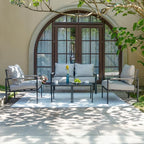 Sundale Outdoor 2 Pieces Metal Outdoor Furniture Set, Patio Loveseat with 6 Inch Cushions and Coffee Table, All- Weather Patio Sofa for Garden, Backyard, Porch or Balcony, Light Grey