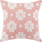 kate spade new york Spade Floral Decorative Pillow, 20" x 20" Throw Pillow for Bed or Sofa, Textured Cotton and Polyester Blend Cover, Pink